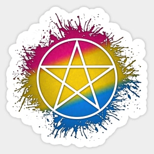Paint Splatter Pansexual Pride Pentacle Symbol Sticker